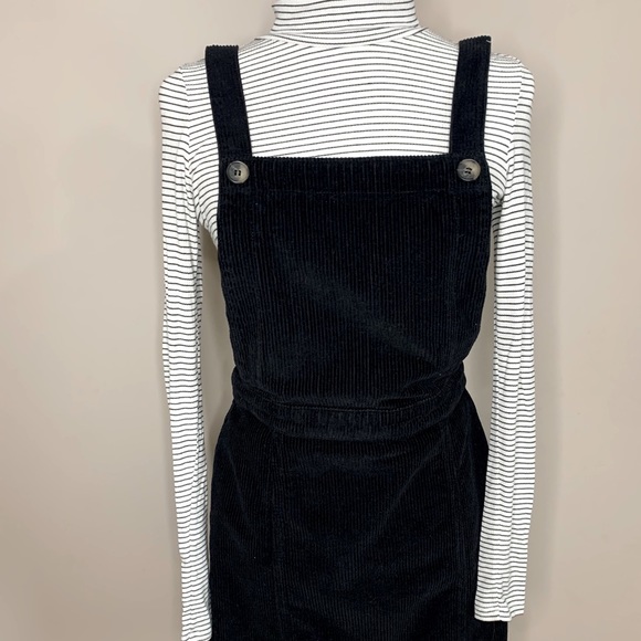 Topshop corduroy black overall dress